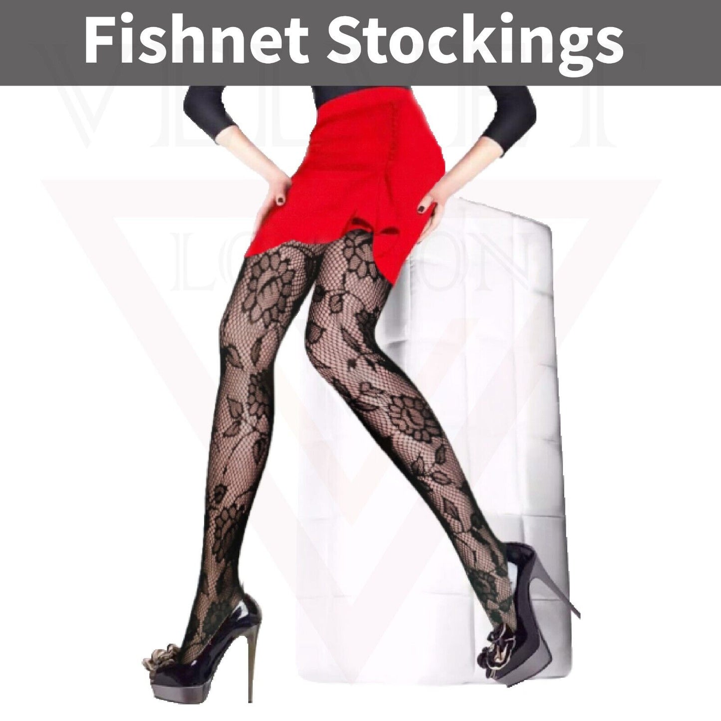 Sexy  Sheer Fishnet Tights High Waist Mesh Pantyhose Patterned Stocking Black
