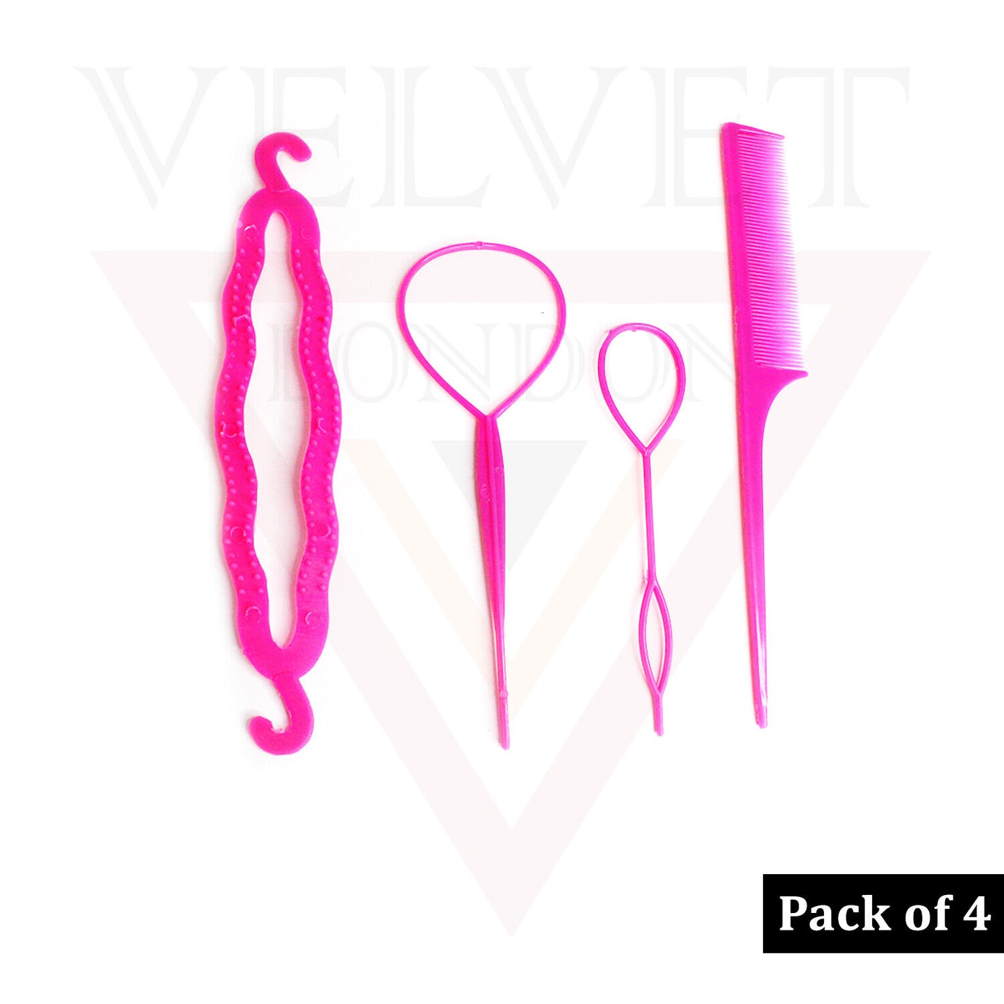 4Pcs Hair Bun Maker Styling Tools Hair Braid Ponytail Loop Maker Topsy Tools
