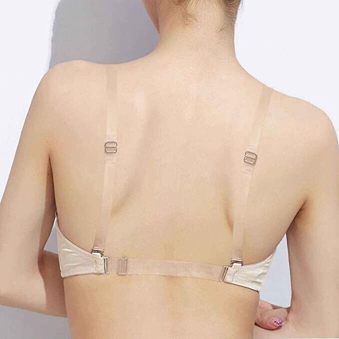 Transparent Bra Strap Invisible Thick Elastic Clear Adjustable Metal Hook New UK