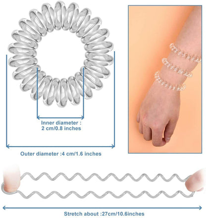 6x Clear Spiral Hair Ties Hair Telephone Coil Bands Ponytail Holder Bobbles Band