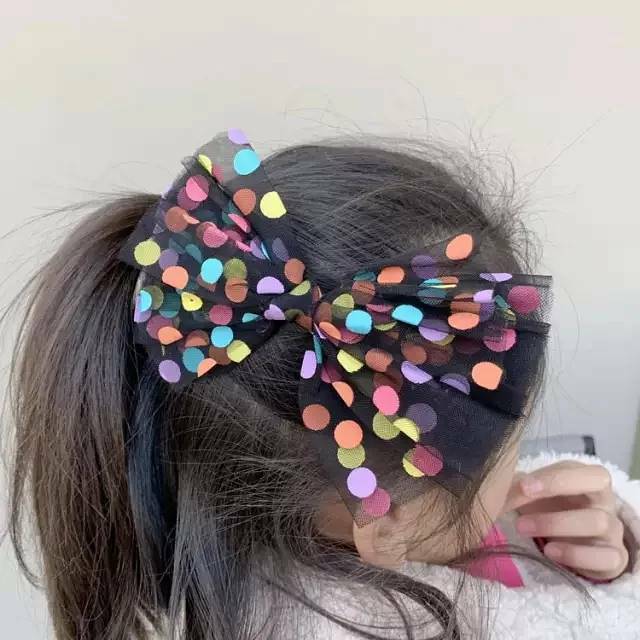 Dotted Hair Bows Ribbon Clips Glitter Hair Pins Colourfull Hair Slides Barrattes