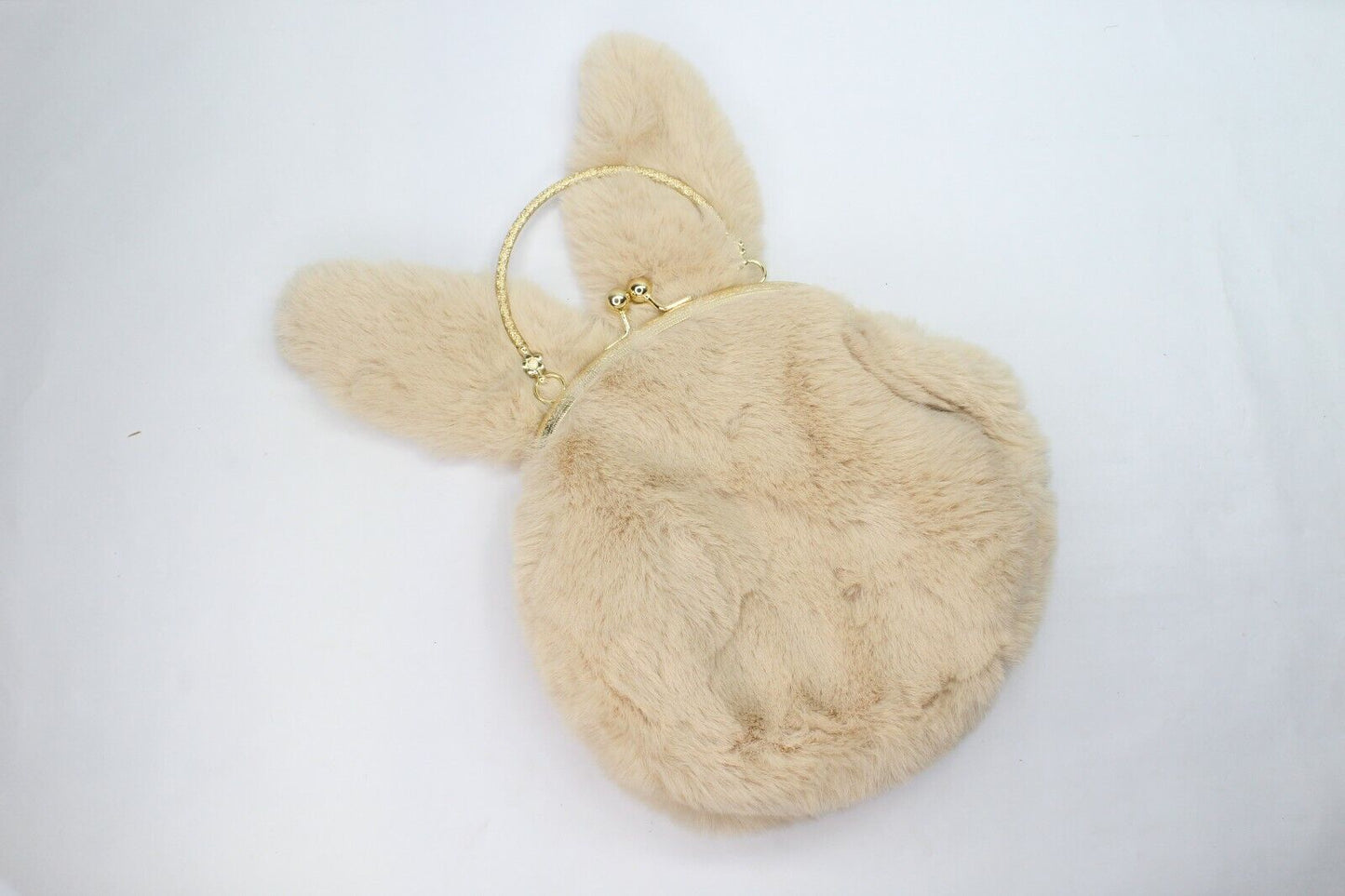 Purse Shoulder Bag Fur Rabbit Ear Long Gold Metal Chain Clutch Plush Side Bag