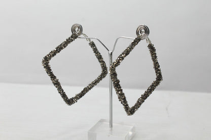 Hoop Earring Glitter Rhombus Sequins Dangle Drop Metal Stud Earrings Girls Women