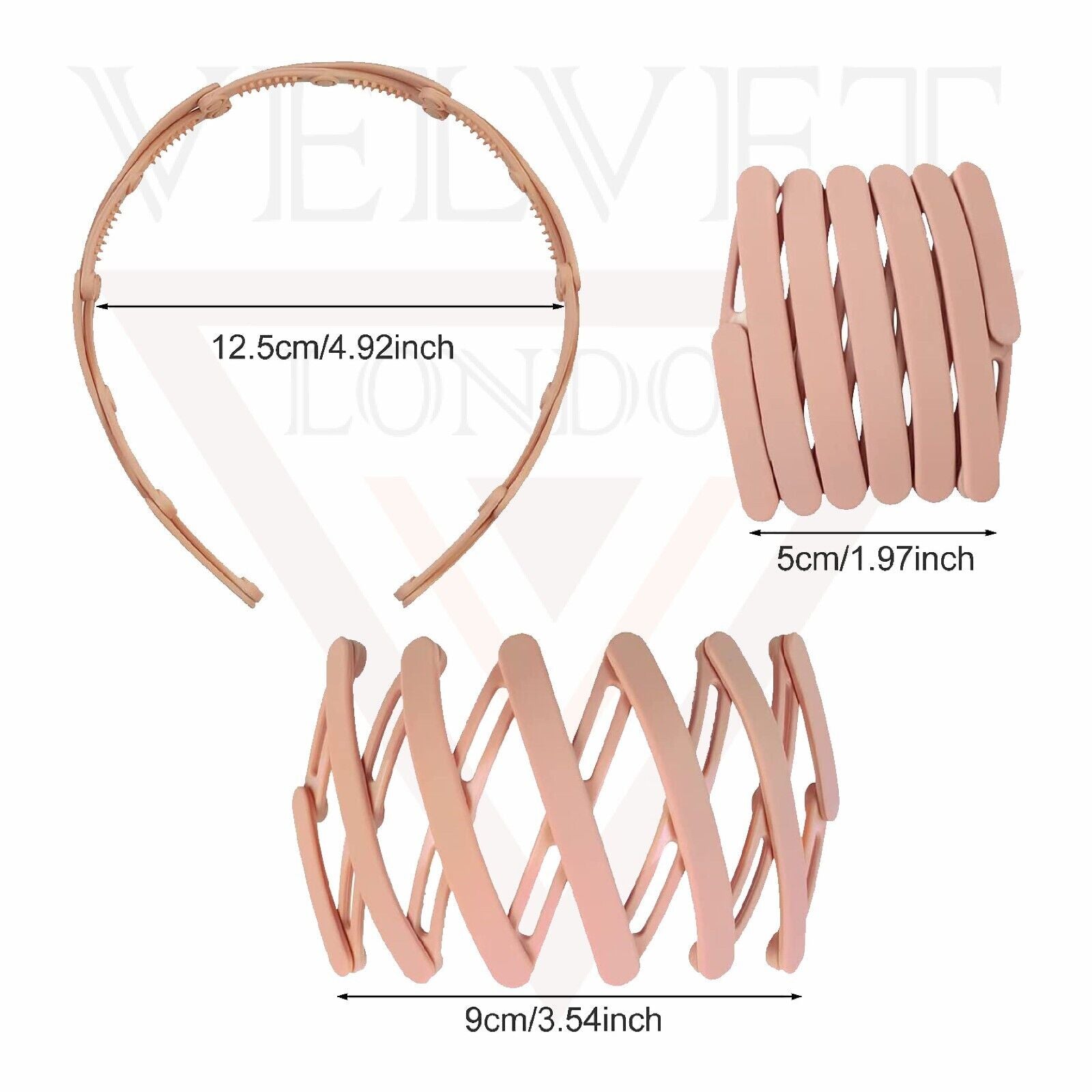 3x Pocket Hair Band Retractable Non-Slip Headband Teeth Comb Folding Hair Hoop