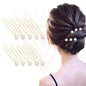 10x Pearl U Pins Wavey Diamond U Pins Hair Clip Silver Brooch Bridesmaid Wedding