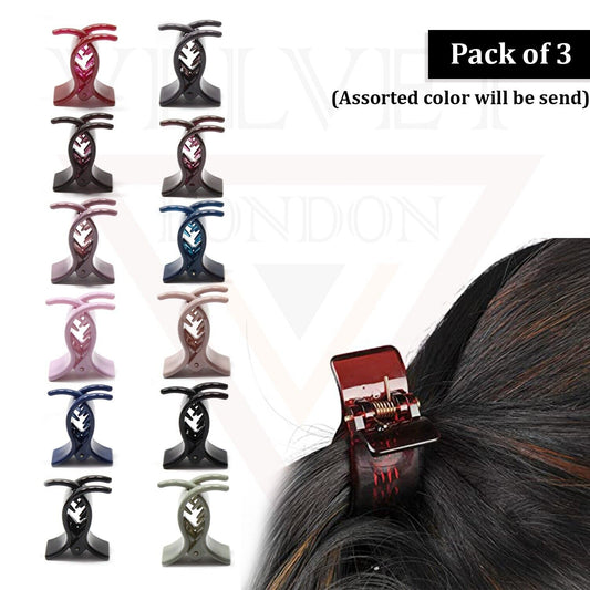 3x Assorted Colour Hair Claw Strong Hold Butterfly Barrattes Hair Clip Hair Grip