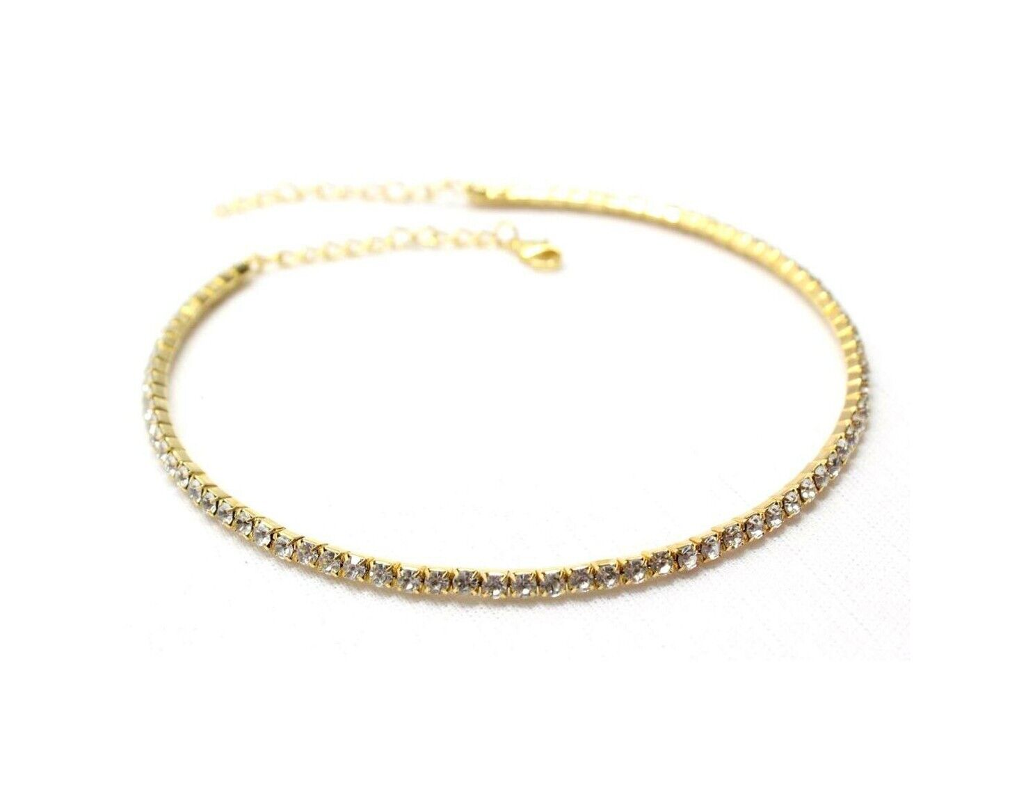 Girls Crystal Necklace Women 1Rows Choker Silver/Gold Partywear/Wedding UK