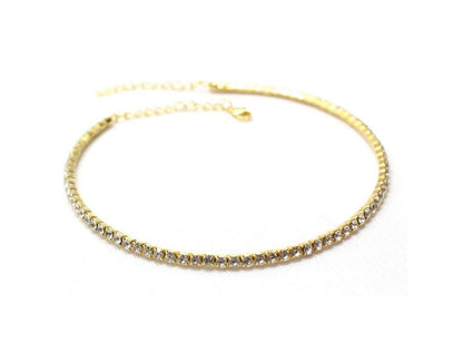 Girls Crystal Necklace Women 1Rows Choker Silver/Gold Partywear/Wedding UK