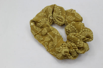 Embroidered Scrunchies Elastic Pony Tie Hair Beaded Bobble Bands Headwear