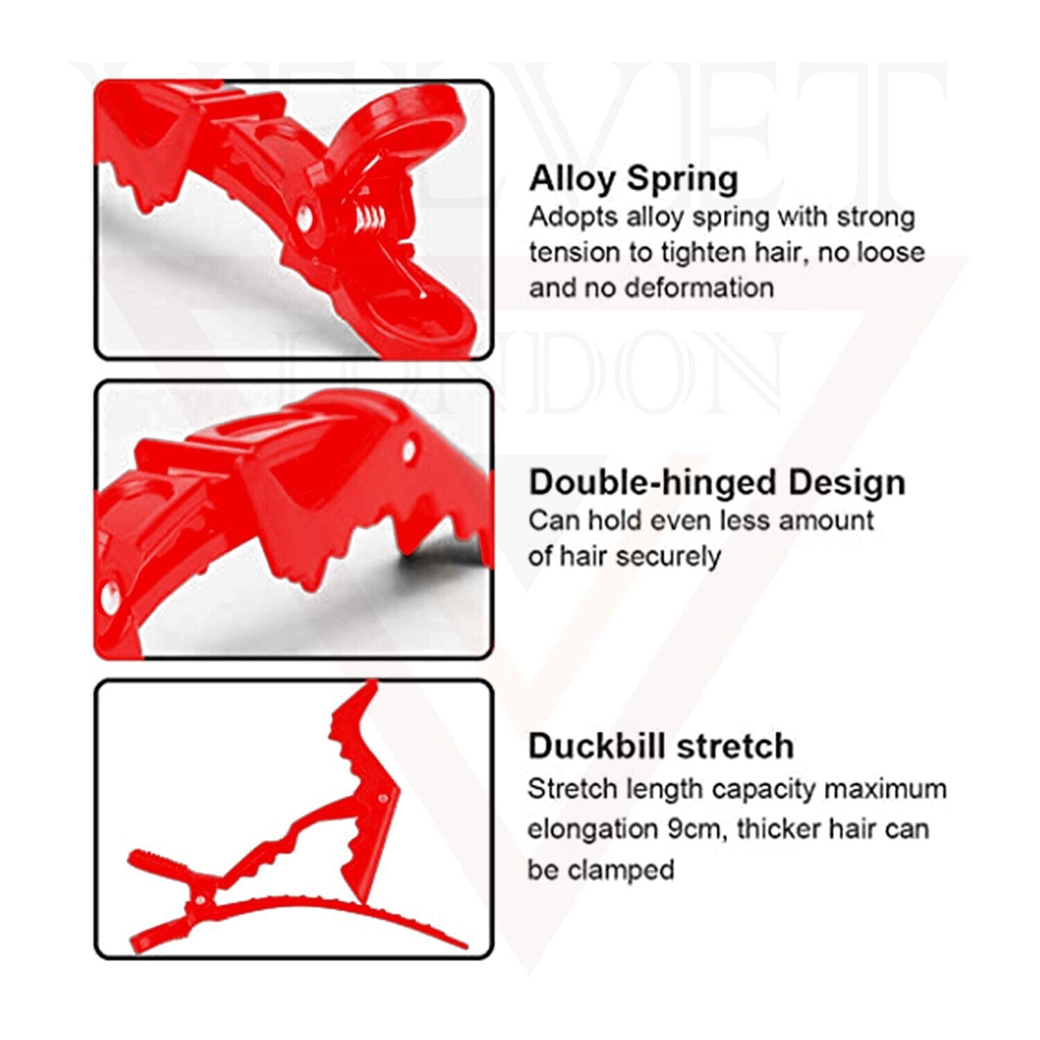 6x Crocodile Clips Salon Sectioning Clamps Red Professional Hair Dressing Clip