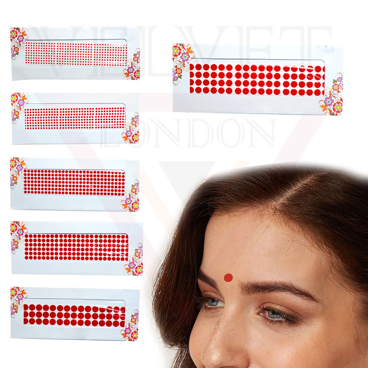 Round Red Bindi Plain Face Tikka Indian Dots Chandla Forehead Sticker Wedding 