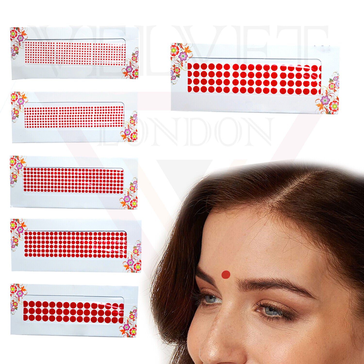 Round Red Bindi Plain Face Tikka Indian Dots Chandla Forehead Sticker Wedding 