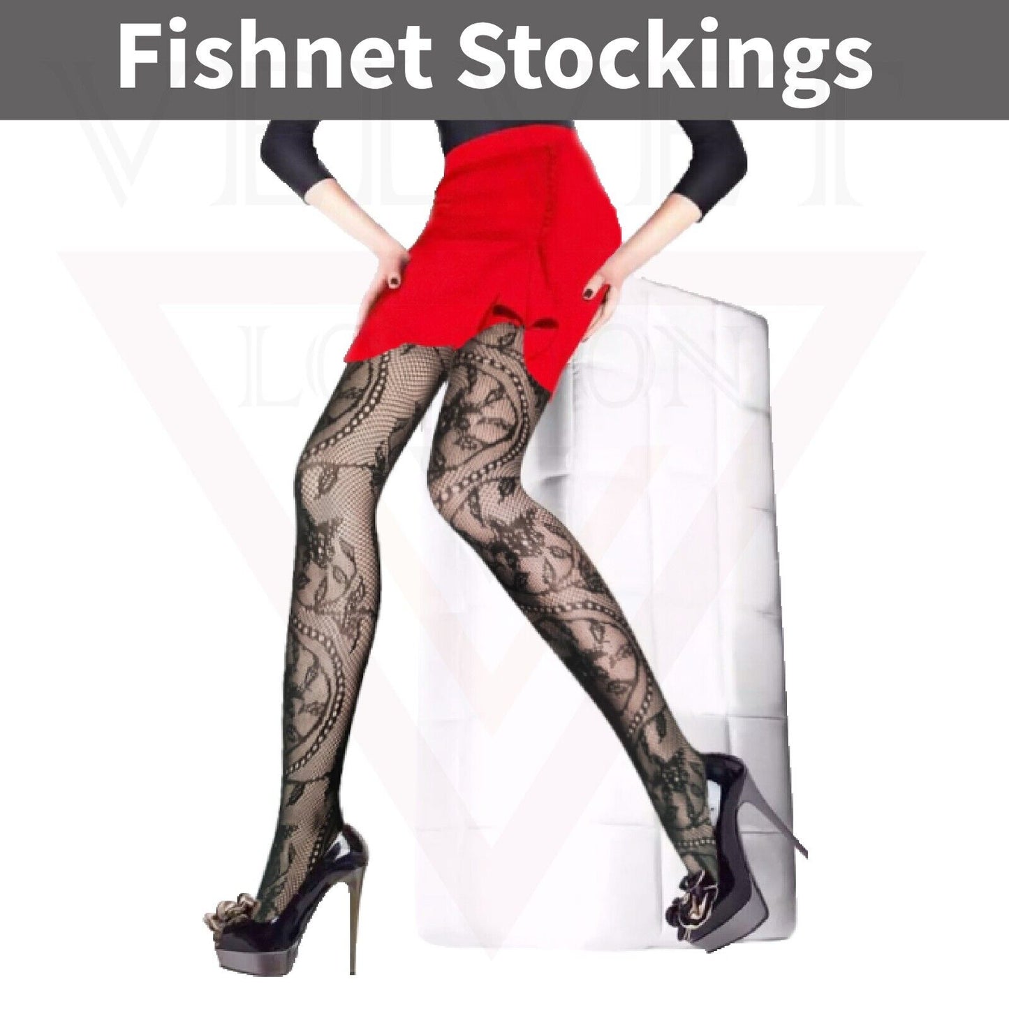 Sexy  Sheer Fishnet Tights High Waist Mesh Pantyhose Patterned Stocking Black