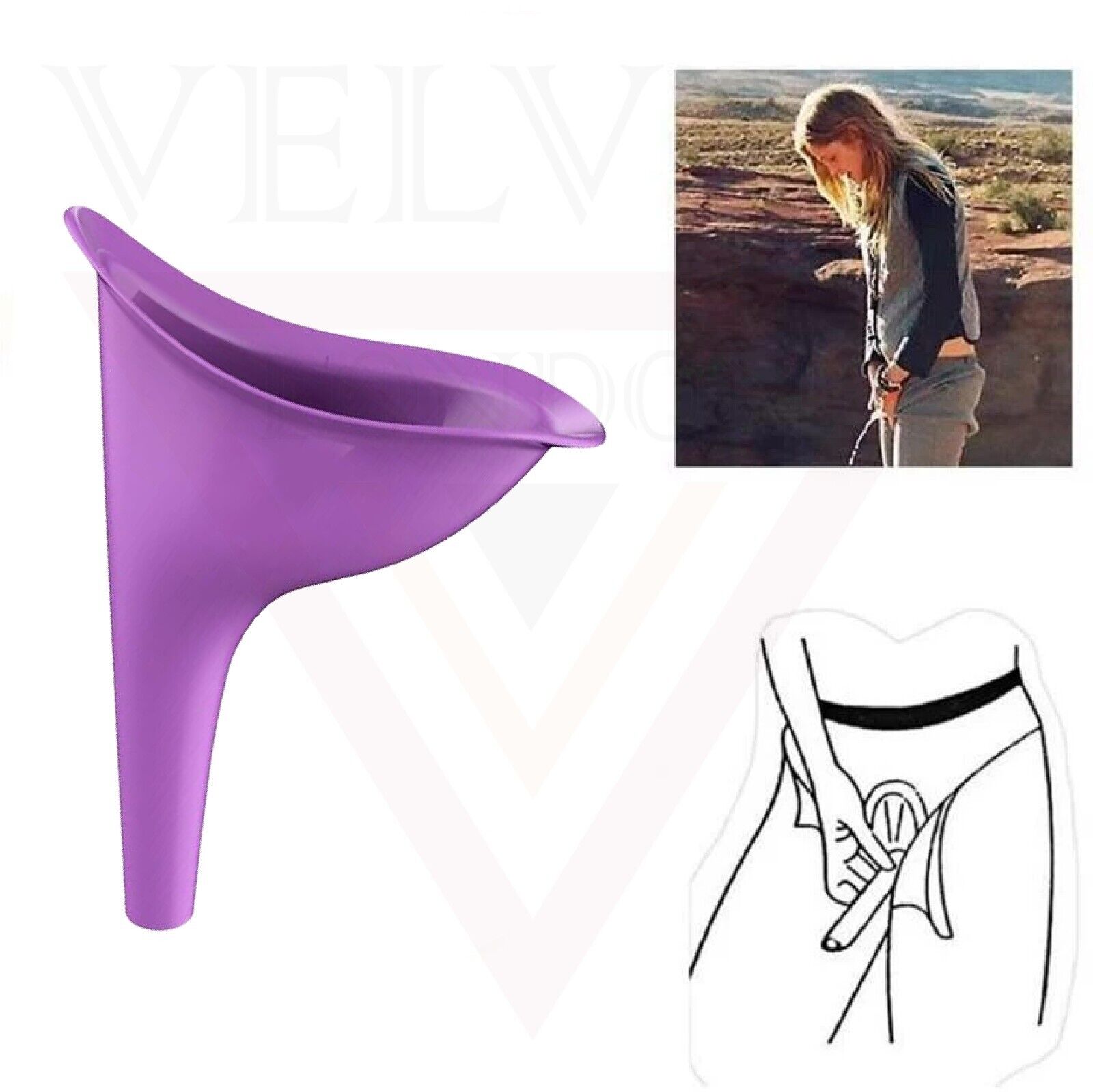 Portable Female Urination Device Reusable Silicone Urinal Funnel For Women New