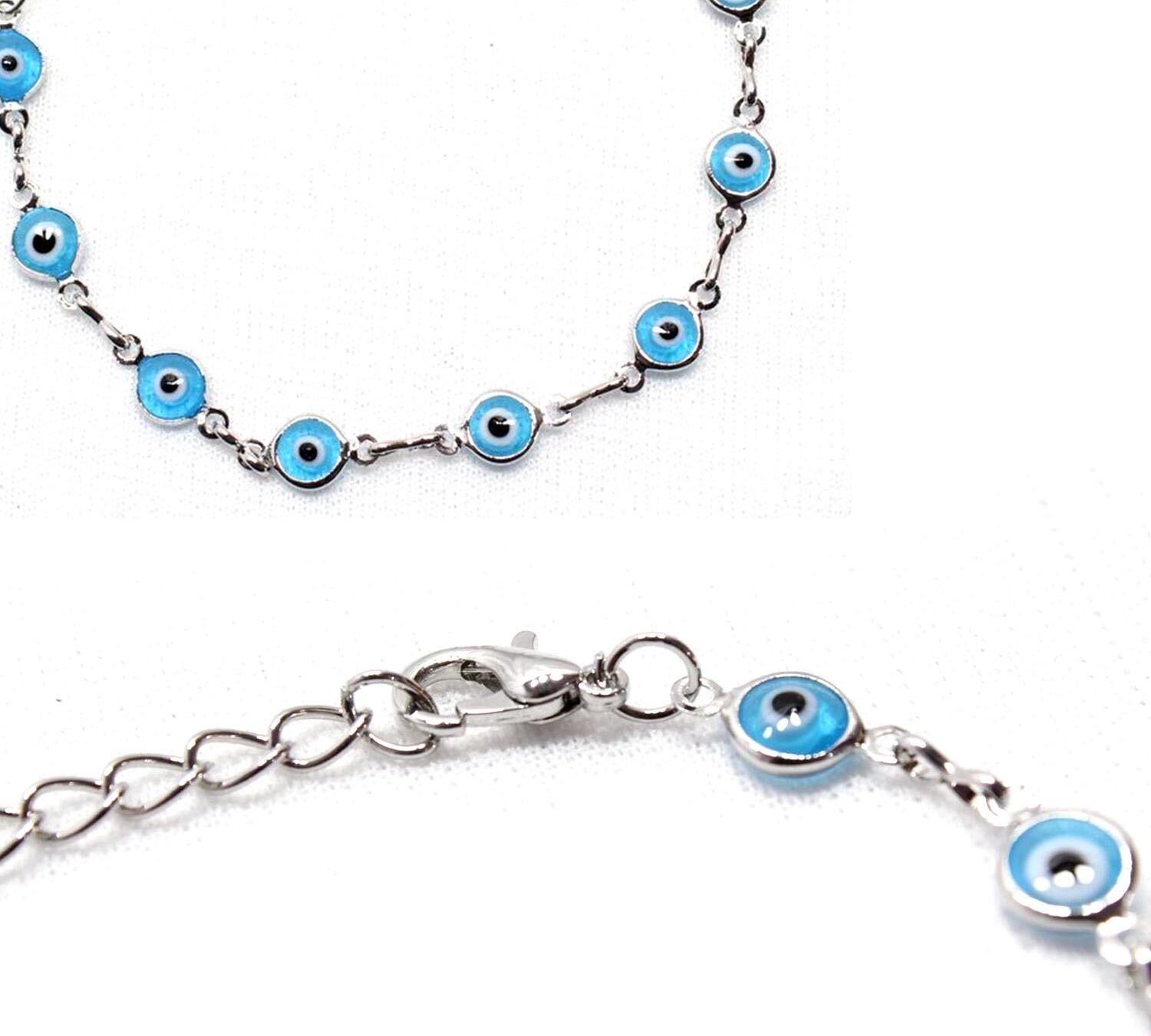 Sky Blue Evil Eye Bracelets Anklet Wrist Silver Chain Girl Beach Party Bracelets