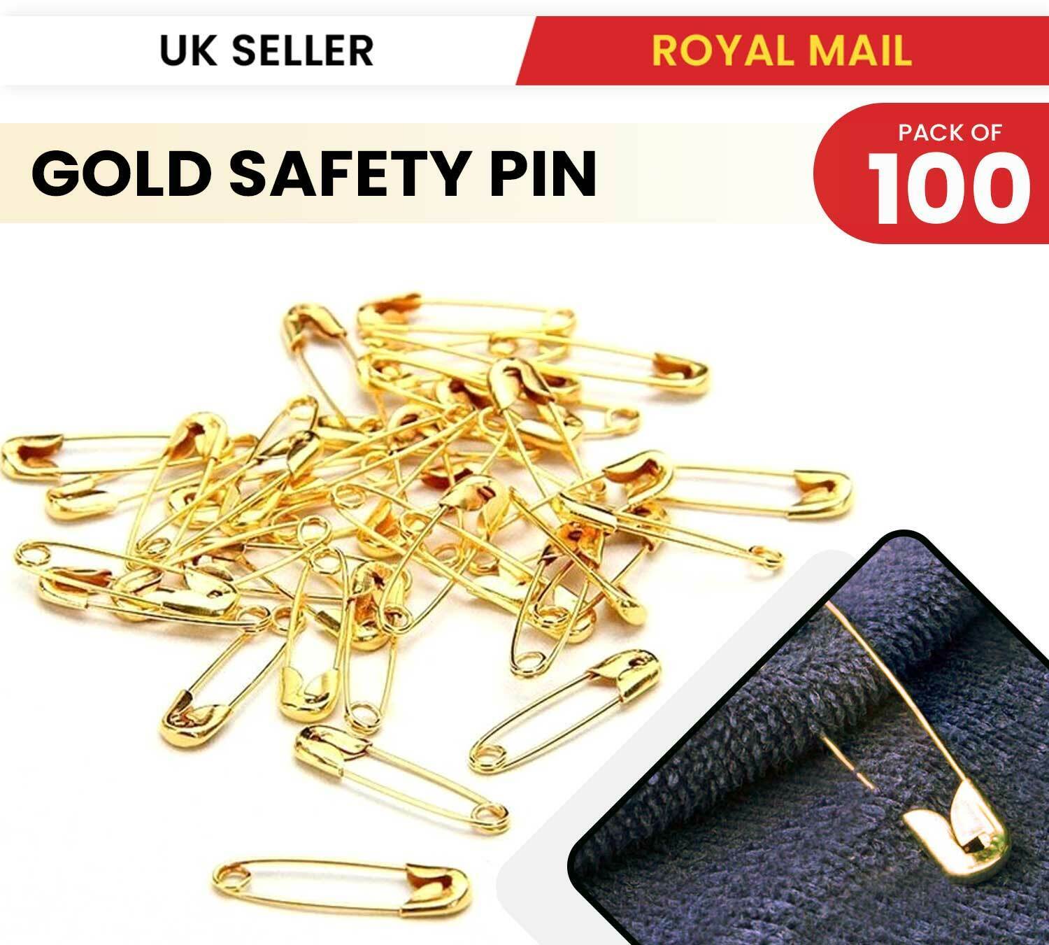 100Pcs Metal Golden Safety Pins Needles Sewing Craft Durable Multipurpose 2.5CM