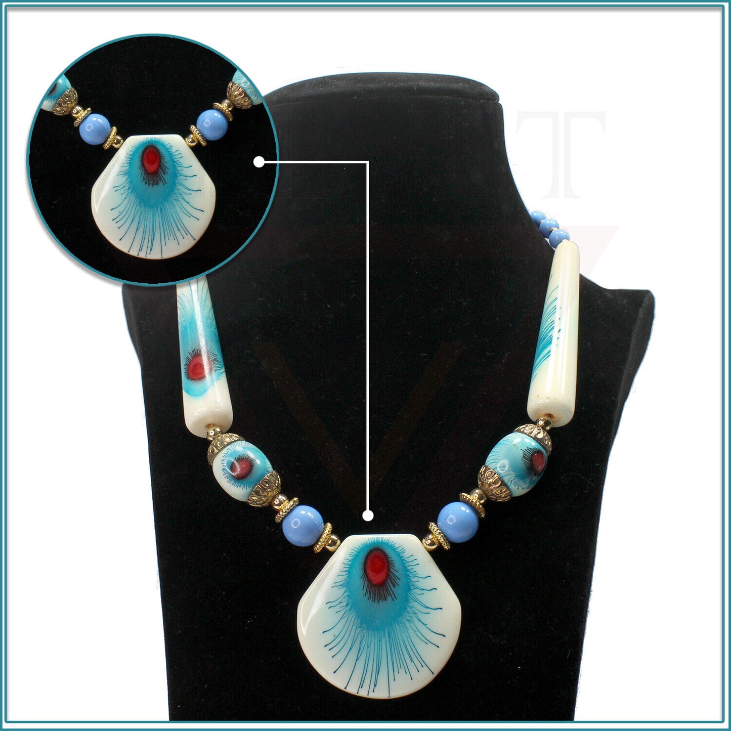 Tribal Colourful Beaded Traditional Necklace Pendant With Earrings Boho Ethnic