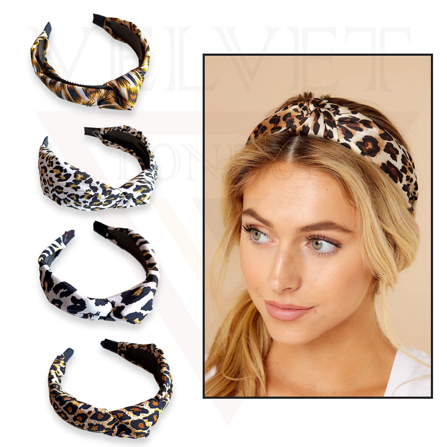 Girls Leopard Print Chiffon Wide Kids Hair Bands Knotted Headband Lady Hair Hoop