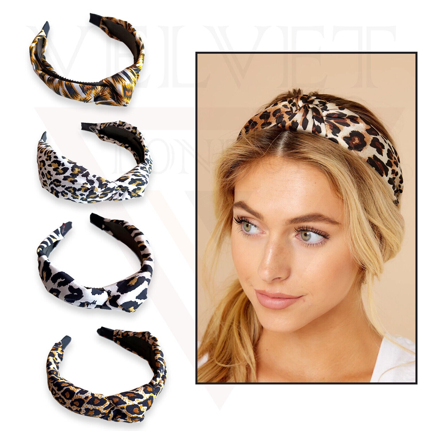 Girls Leopard Print Chiffon Wide Kids Hair Bands Knotted Headband Lady Hair Hoop