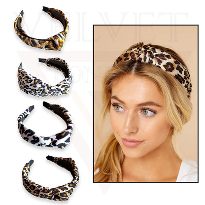 Girls Leopard Print Chiffon Wide Kids Hair Bands Knotted Headband Lady Hair Hoop