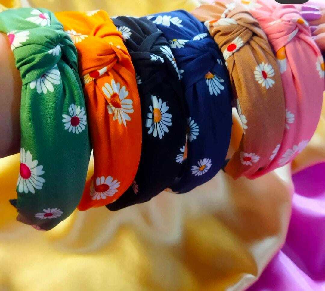 Fabric Headbands Hair Bands Flower Print Elastic Head Wrap Cute Knot Hair Hoop