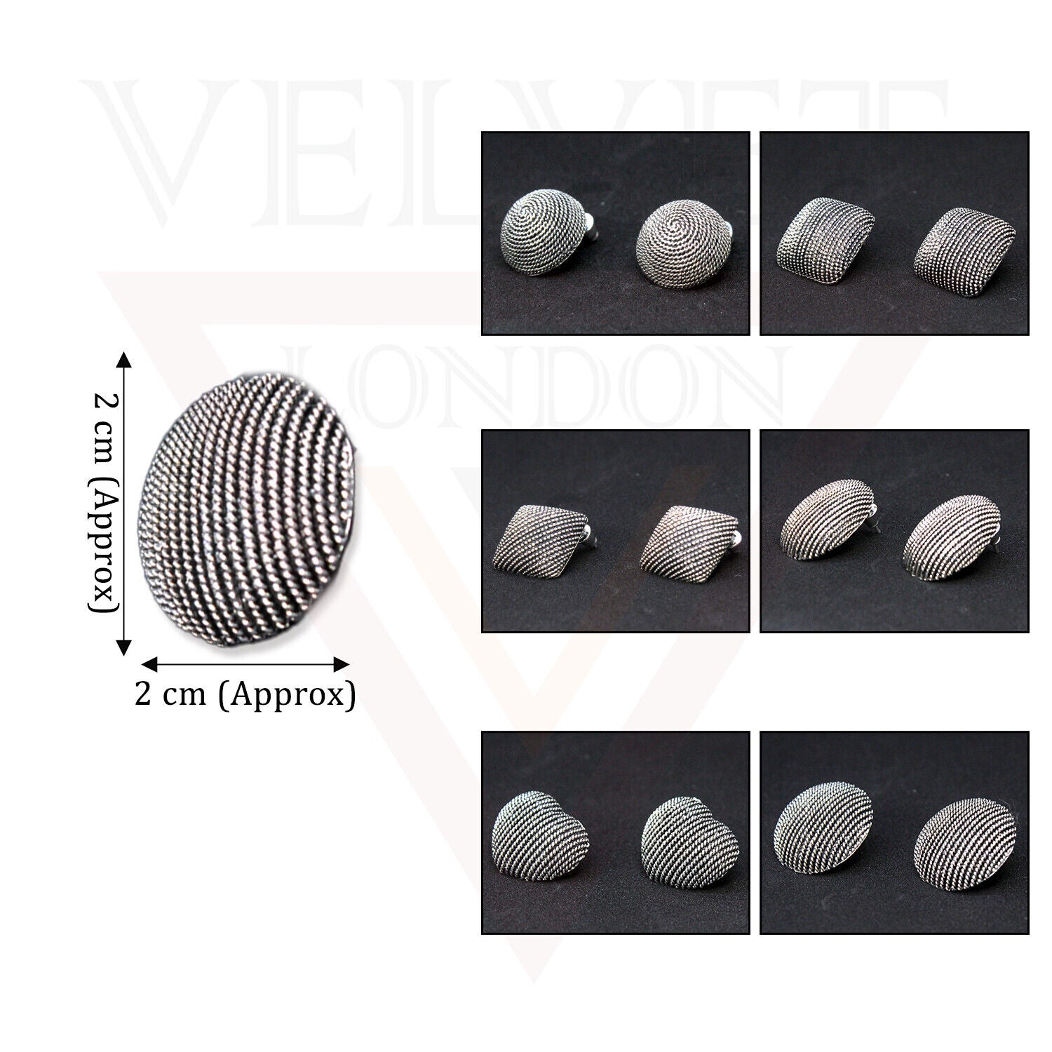 Retro Silver Oxidized Stud Earring Geometric Black Ear Stud Anitque Jewellery