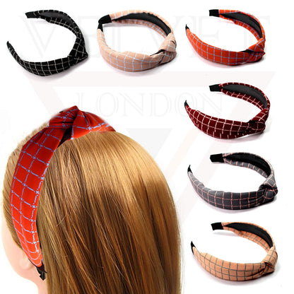 Chex Print Hair Hoop Fabric Hair Band Knot Headband Womens Hair Accessories