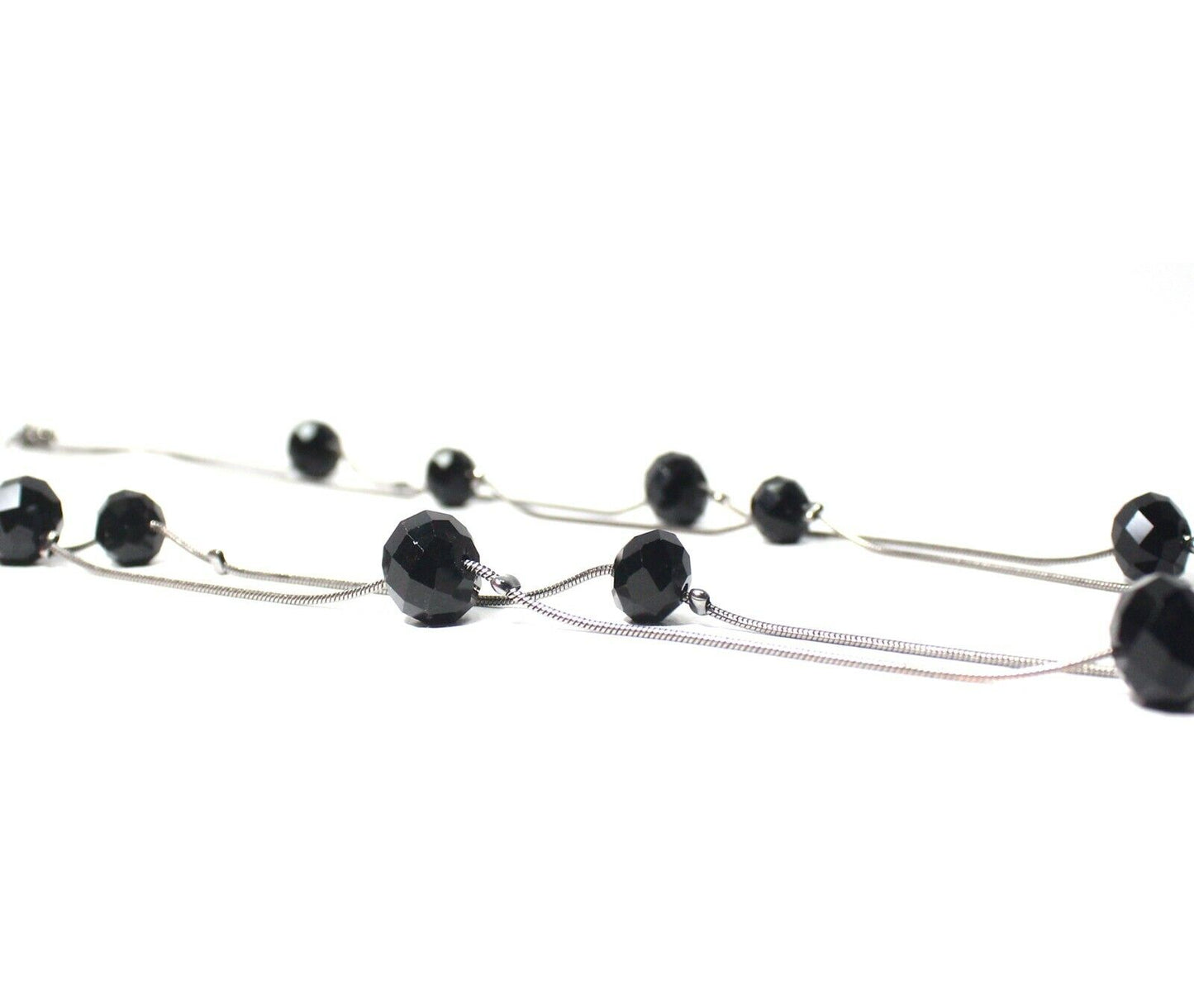 Black Breads Double Layered Long Chain Necklace Partywear Sweater Chain Gift