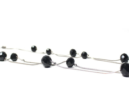 Black Breads Double Layered Long Chain Necklace Partywear Sweater Chain Gift