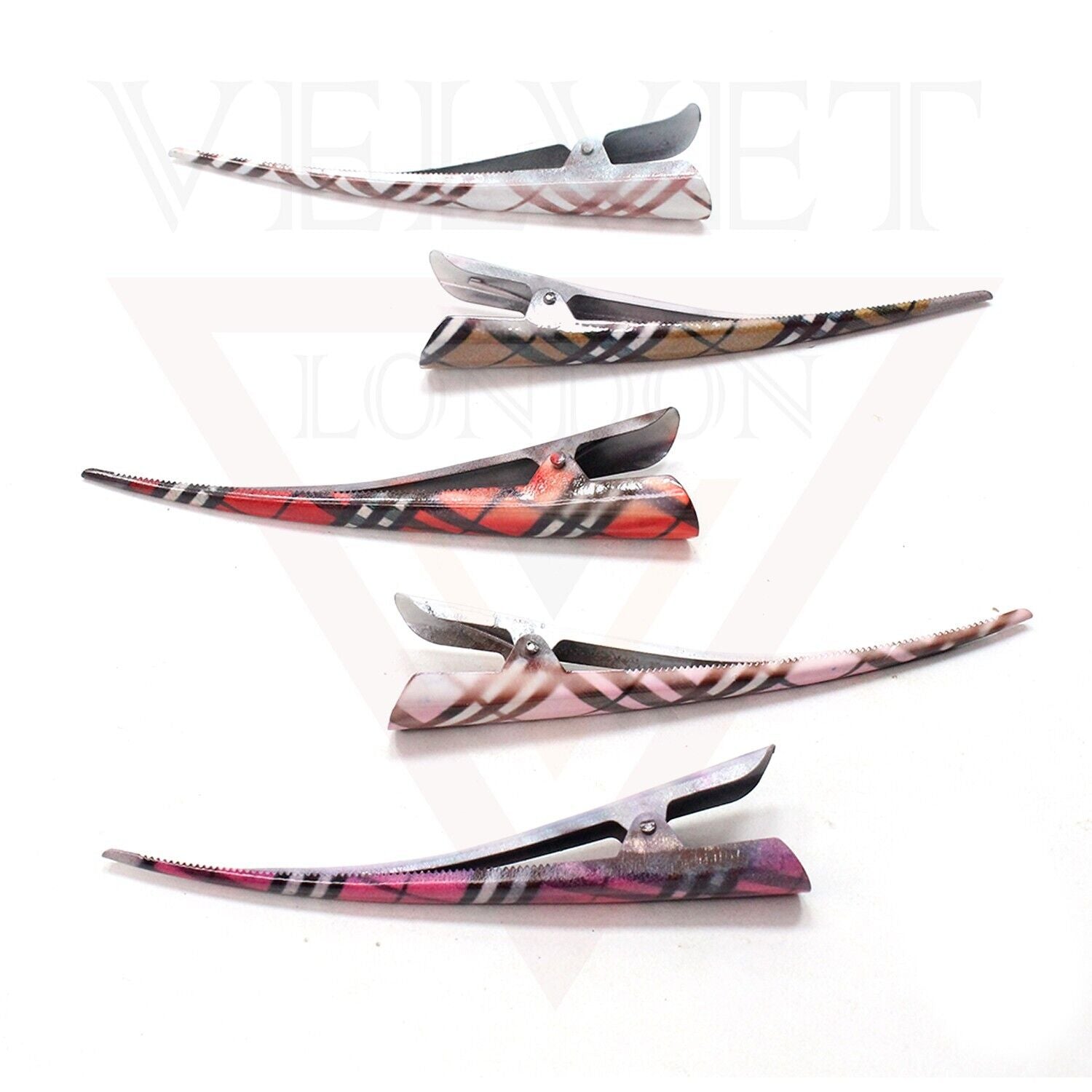 3x Duckbill Hair Clips Assorted Design Metal Crocodile Barrettes Teeth Clips 