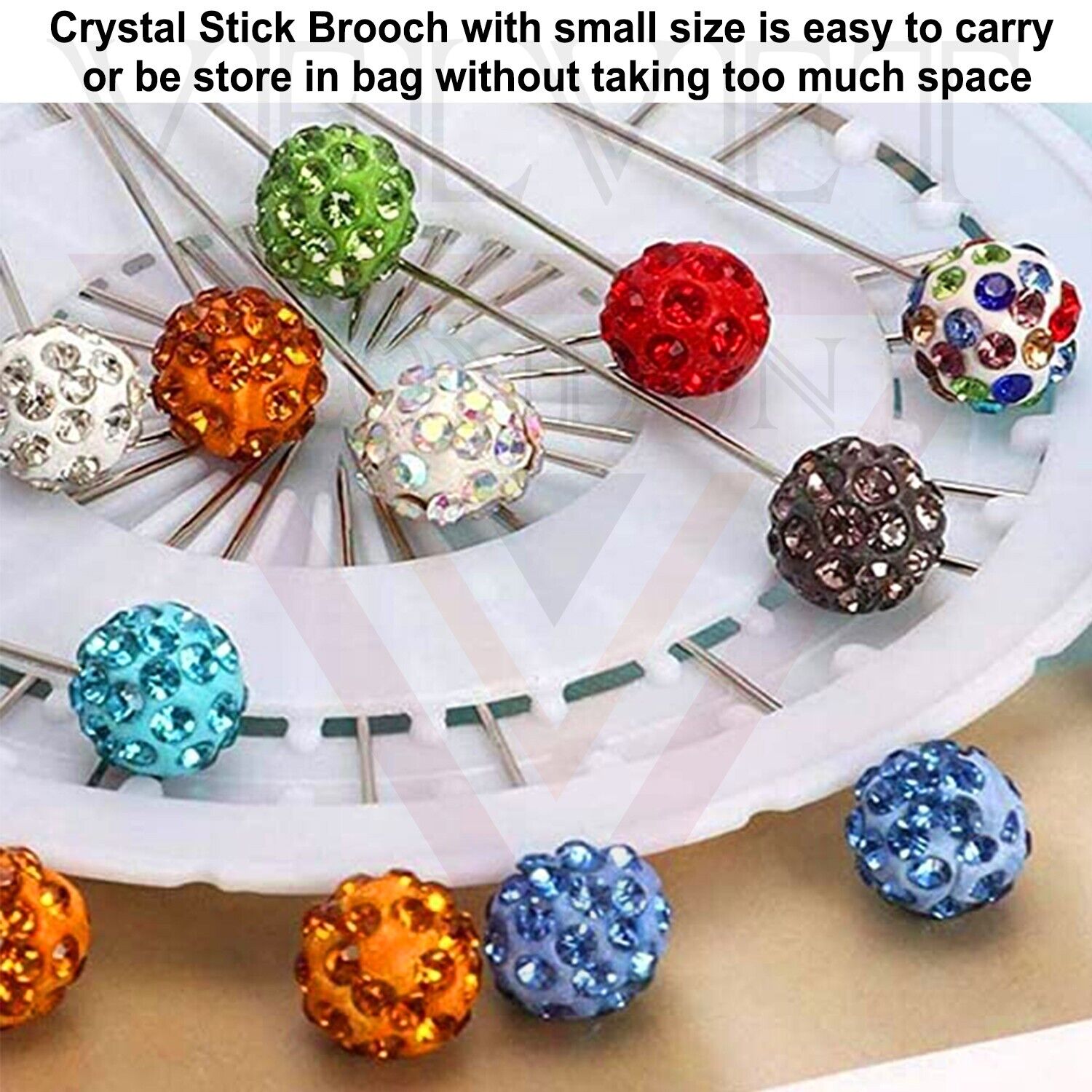12x Hijab Pins Muslim Brooch Pin Safety Scarf Pin Colourful Crystal Bal Stick UK