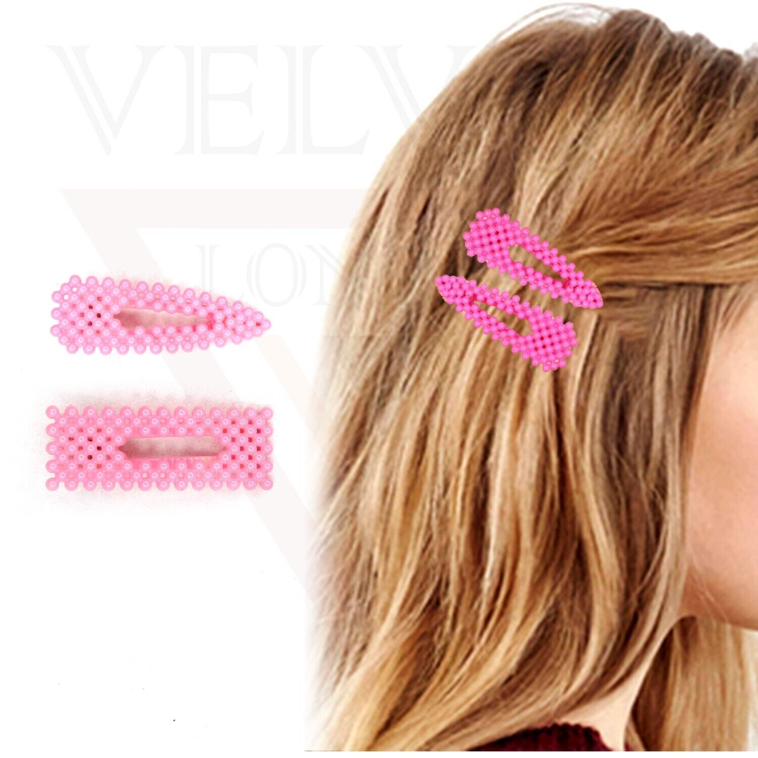 2x Hair Clips Pearl Pink Hairpins Plastic Teeth Clamp Beauty Hair Accessory Grip