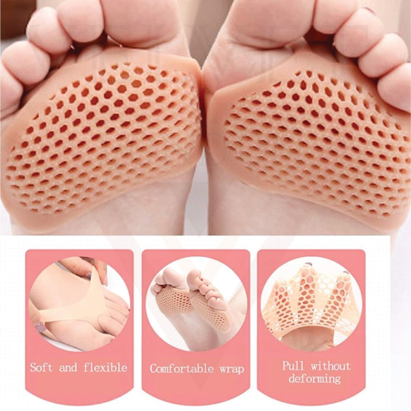 2X GEL METATARSAL SORE BALL OF FOOT PAIN INSOLE CUSHION FOREFOOT PAD PAIN RELIEF