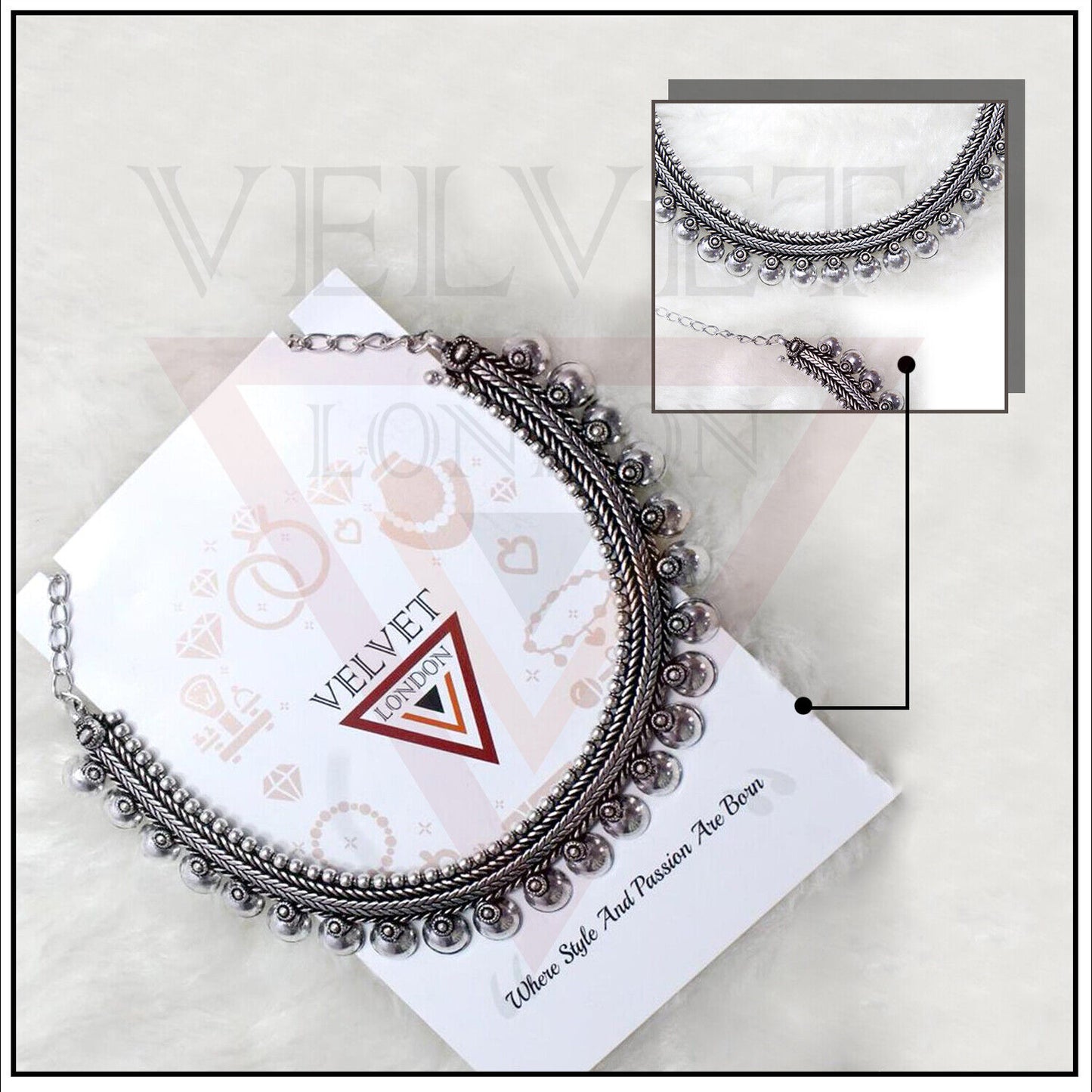 Tribal Antique German Silver Oxidized Traditional Necklace Boho Choker Ethnic UK