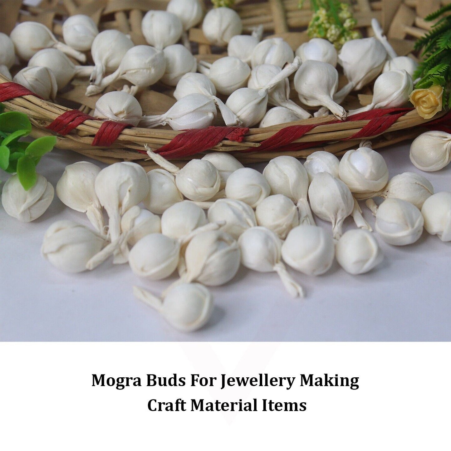 50x Decorative Mogra Artificial Jasmine Buds For Making Gajra Necklace Bun Maker