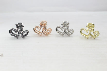Tiny Hair Claw Clips Metal Mini Heart Hair Jaw Hair Clamp Non-slip Hair Barrette