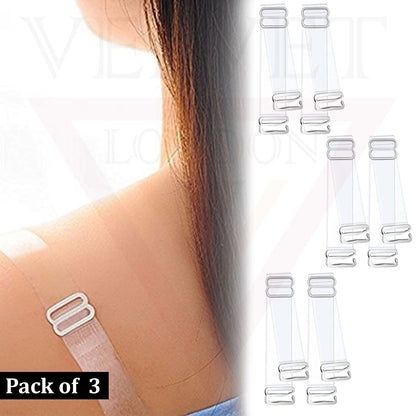 3 Pair Invisible Bra Straps Adjustable Shoulder Strap Transparent Clear For Bra