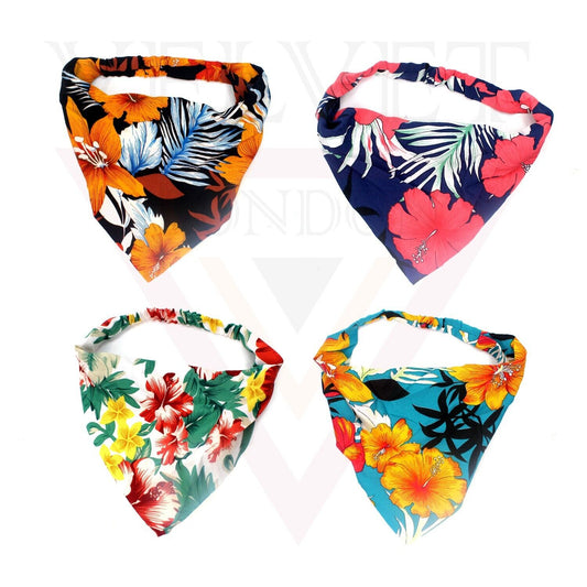 4Pcs Bandana Headband with Elastic Triangle Kerchief Hair Scarf Hair Accessories