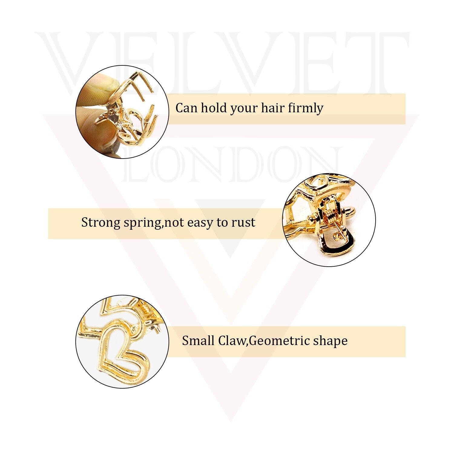 2x Metal Hair Claw Clips Mini Heart Hair Clamp Jaw Clips Non-slip Hair Barrette