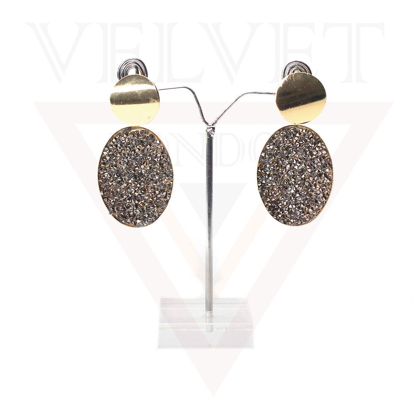 Drop Earrings Stud Earring Dangle Crystal Rhinestone Glitter Black Ear Jewellery