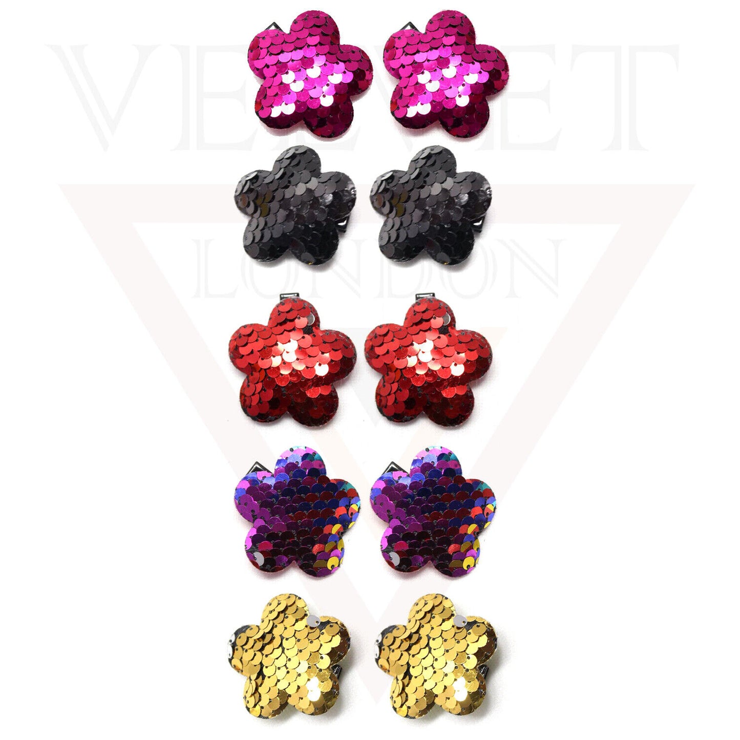 Flower Hairpins Cute Glitter Clips Metal Snap Barrettes Sparkly Hair Clips