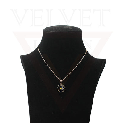 Pendant Necklace Small Colour Golden Sunflower Vintage Delicate Choker Chain
