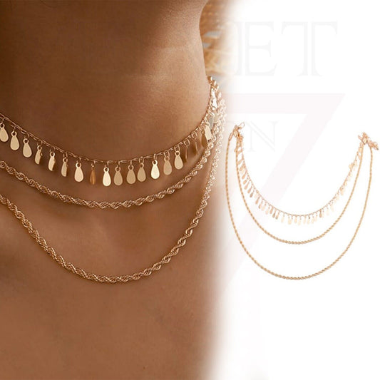 Multi Layer Necklace Minimalist Spiral Golden Chain Drop Pearl Pendant Choker