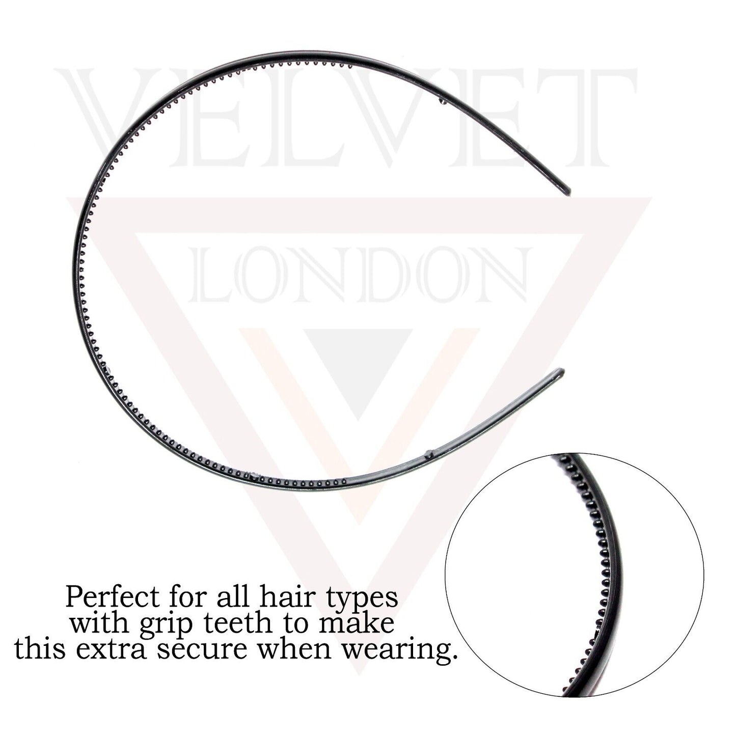 4Pcs Slim Hair Bands Plastic Black Headbands With Teeth Skinny Thin Hair Hoop