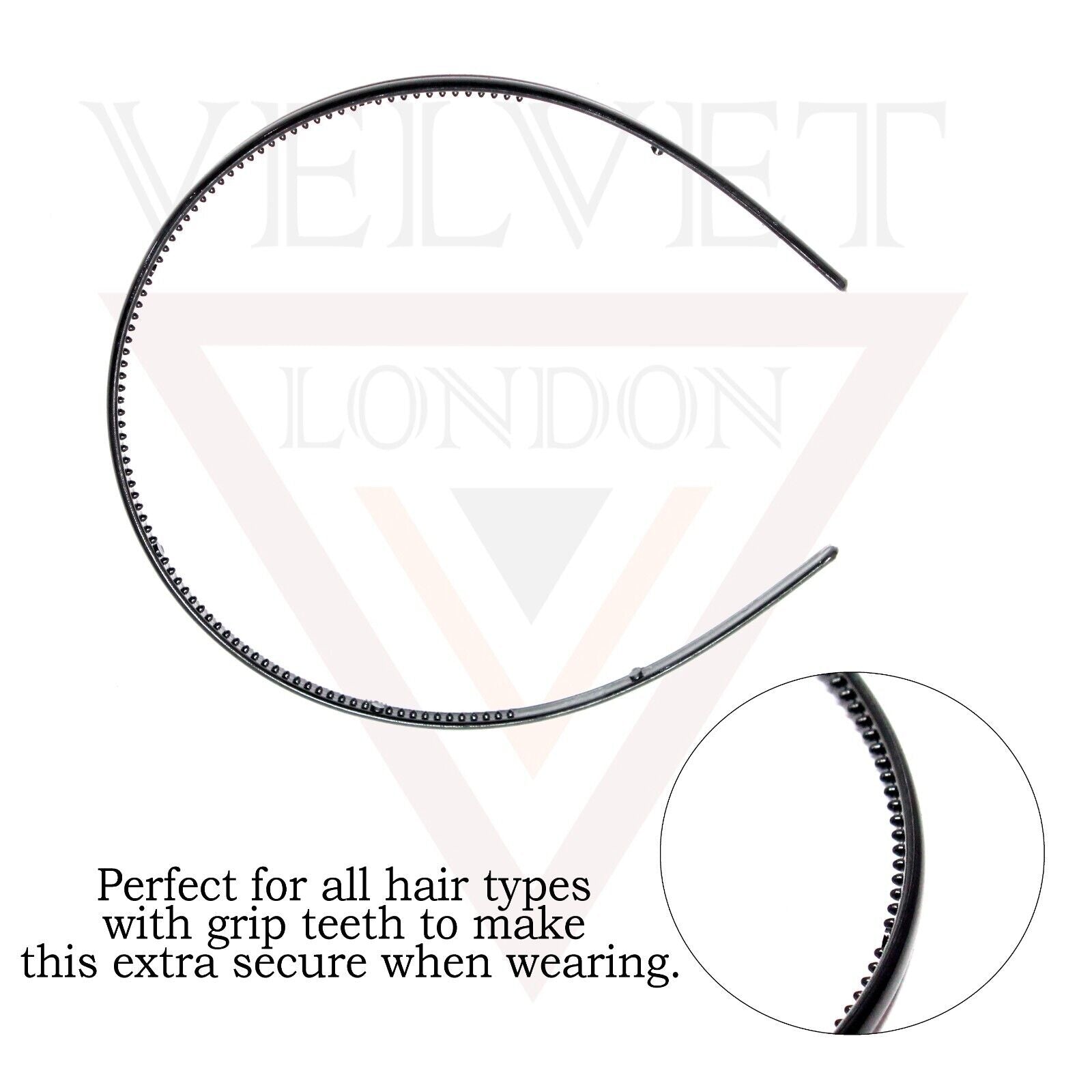 4Pcs Slim Hair Bands Plastic Black Headbands With Teeth Skinny Thin Hair Hoop