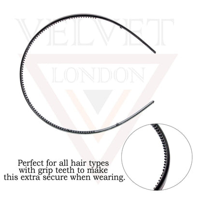 4Pcs Slim Hair Bands Plastic Black Headbands With Teeth Skinny Thin Hair Hoop