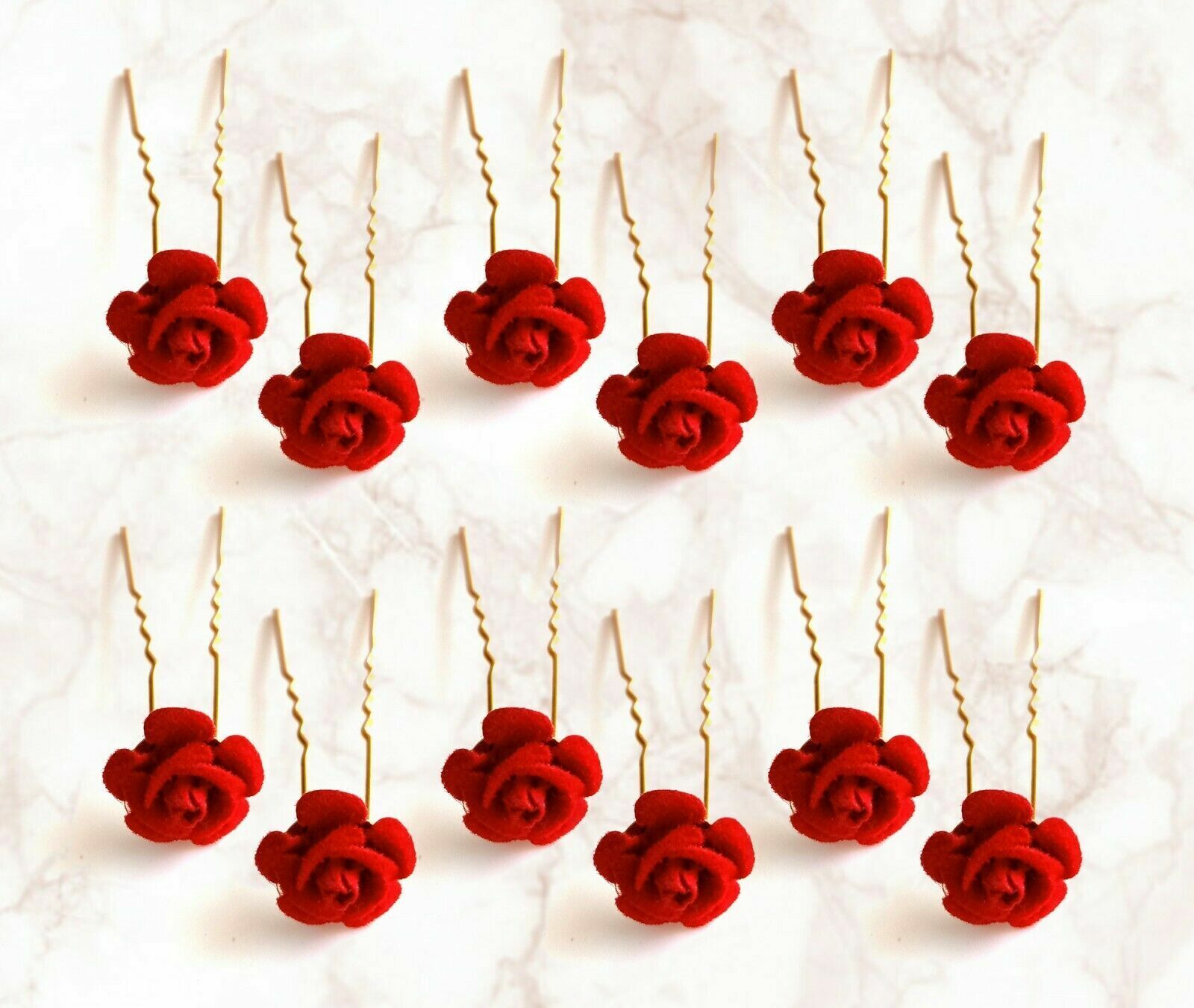 12x Bridal Hair Pins Rose U Pins Flower Hair Clips Brooch Wedding Bridesmaid