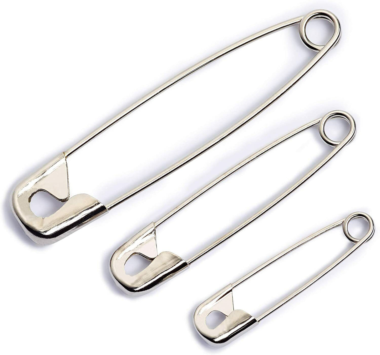 100x Silver Safety Pins Needles Sewing Craft Multipurpose 3 Size Small Large