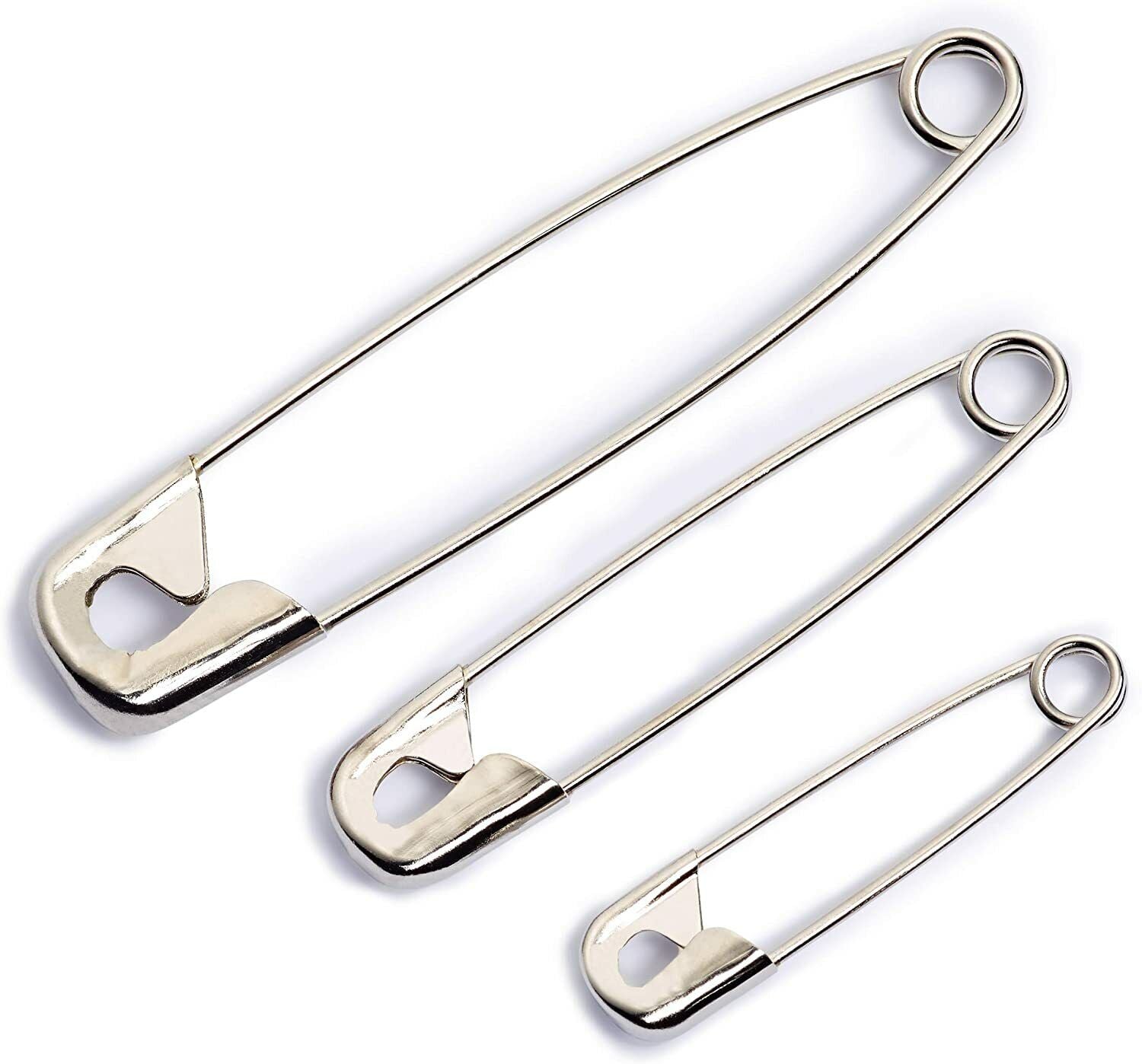 100x Silver Safety Pins Needles Sewing Craft Multipurpose 3 Size Small Large