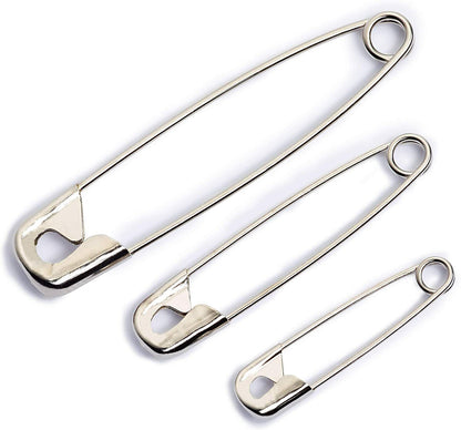 100x Silver Safety Pins Needles Sewing Craft Multipurpose 3 Size Small Large
